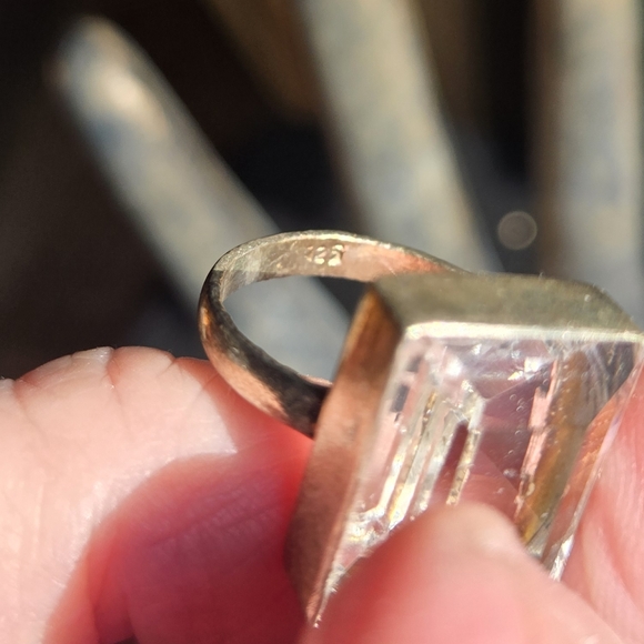Quartz emerald cut natural crystal gemstone sterling rings sz 6 & 8 available - Picture 5 of 5